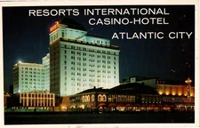 Postcard  Resorts International Casino-Hotel Atlantic City NJ Night View PC271