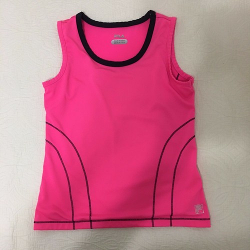 Fila Women's Sleeveless Medium Neon Pink/Black Shirt Sport Atheletic#256 - 第 1/5 張圖片