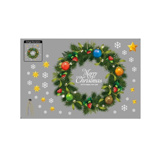 Christmas Wreath Stickers PVC Window Stickers for Door Window Glass eBay