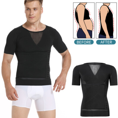 Men's Gynecomastia Body Shaper Moobs Chest Binder Waist Compression Undershirt