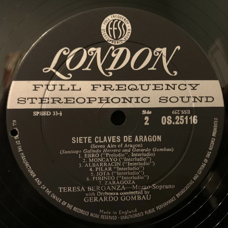 LONDON BLUEBACK OS 25116 - TERESA BERGANZA - Airs of Aragon, Basque - FFSS WB DG - Image 4 of 4