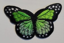 3" Green w/ Silver Monarch Butterfly Patch Iron-On/Sew-On Embroidered