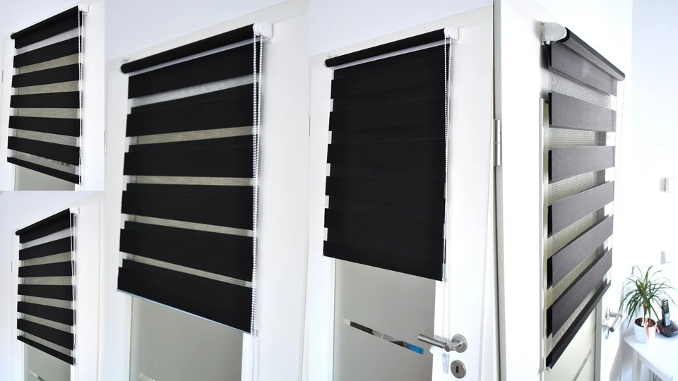 Doppel rollo Duo Klemmfix ohne Bohren Easyfix Zebrarollo Kettenzug Verspannung - Bild 3 von 4