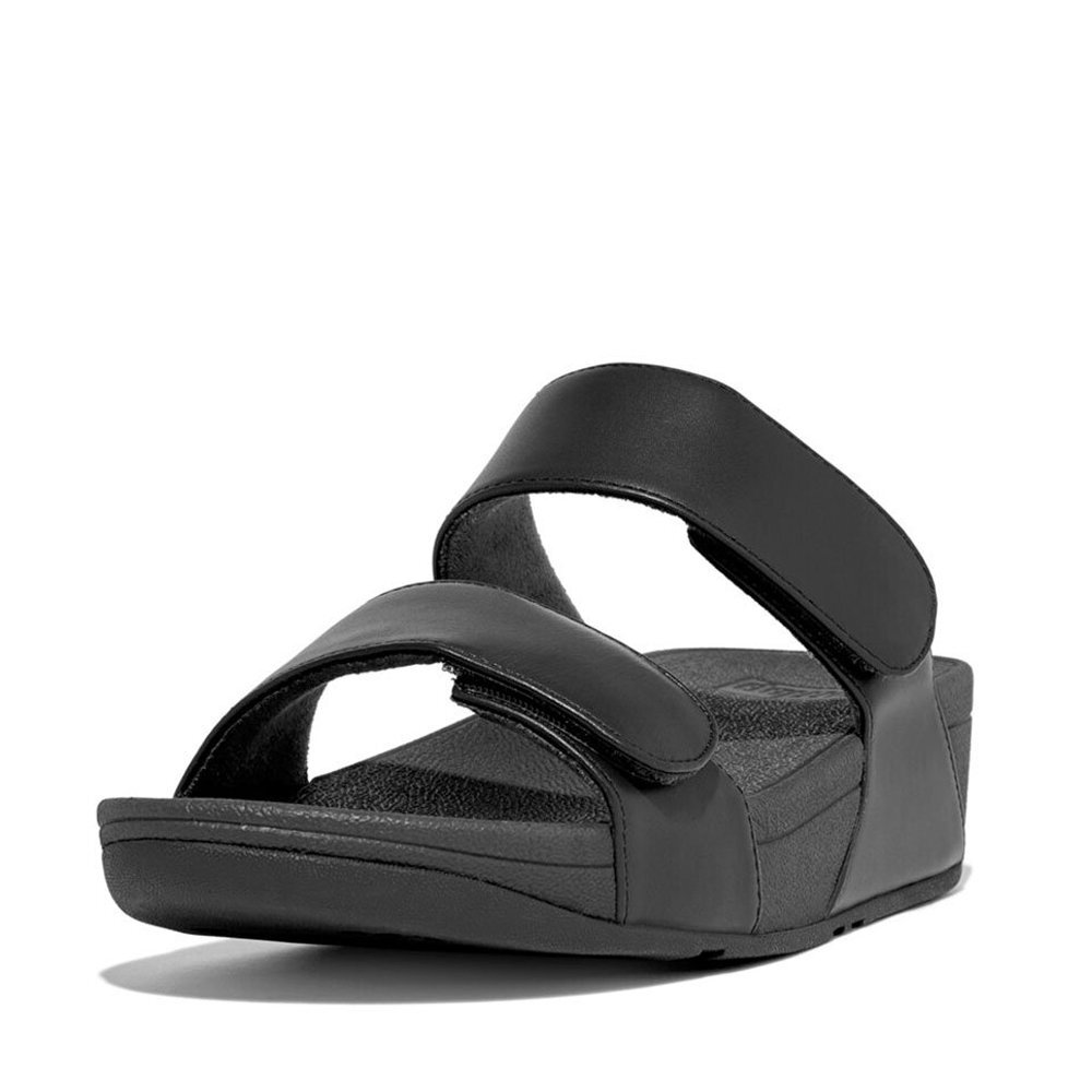 FitFlop LULU FV6-090 Slides Sandals Women's Black Leather