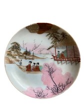 Soucoupe Tasse Assiette Porcelaine Japonais Ancien Vintage Céramique Asiatique 