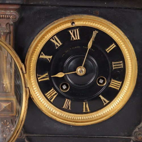 Trittico Antico Orologio con Statue Bronzo H. Honoré Plé '800 - Foto 6 di 15