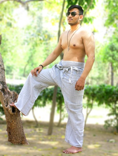 Mens Hemp Thai Fisherman Pants Gray 