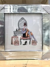 Fashion Picture Liquid Art Vanity Bag Shoe Mirror Frame Wall Hung 55x55 cm