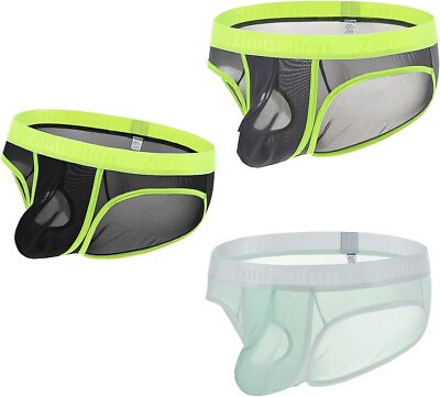 BIATOWR Men's Sexy Underwear Transparent Bag Raised Elastic Underwear Breathable