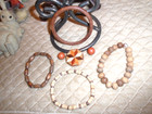 VINTAGE PRETTY BROWN WOOD STAR BROOCH-PIN/SET OF 4 WOOD BRACELET/EARRINGS — photo 5
