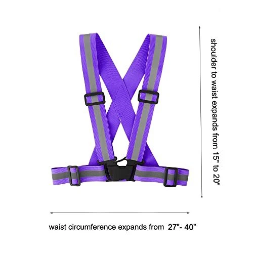 Running Reflective Vest Gear 3 Pack, Adjustable Safety Vest Green,Black,Purple - Image 2 of 4