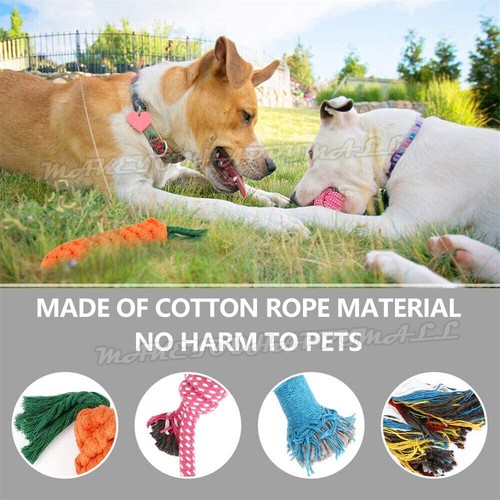 10x Dog Braided Rope Toys Pet Puppy Chew Bite Toy Gift Tough Cotton Clean Teeth - Picture 4 of 9