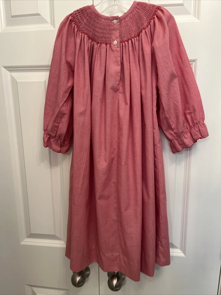 Antigo Vestido Amanda Remembered Girls Tamanho P Mary Poppins Vermelho Gingham LS Fofo! - Imagem 4 de 4