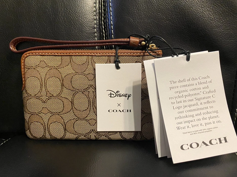 ** ТРЕНЕР угол молнии кошелек с ремешком Disney X Микки Маус печати ~ хаки красного дерева ~ новый с Ярлыками!!*** - Изображение 2 из 4