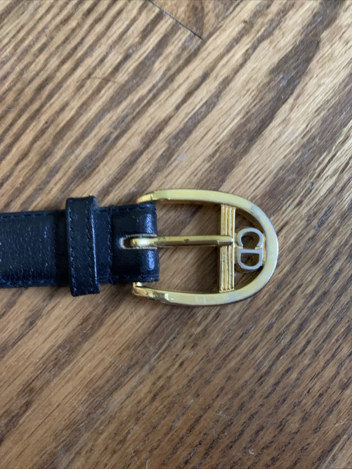 Ceinture CD Christian Dior en veau noir