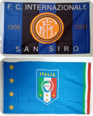 Lot De 2 Drapeaux 3x5 Pieds : Fédération Italienne De Football Et Inter Milan - Neufs