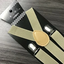 Beige Suspender for Adults Men Women Teens Wedding Formal Adjustable (US Seller)