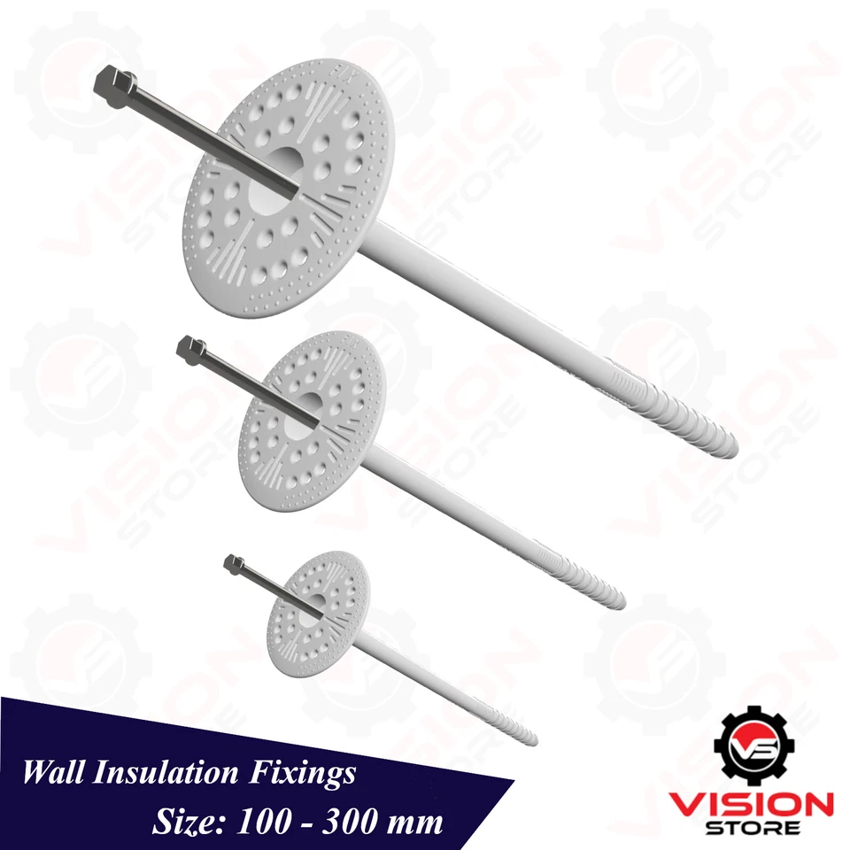 VSD Universal Plastic Wall Insulation Fixings Cob Plug Plugs 10mm Length:100 - 300mm