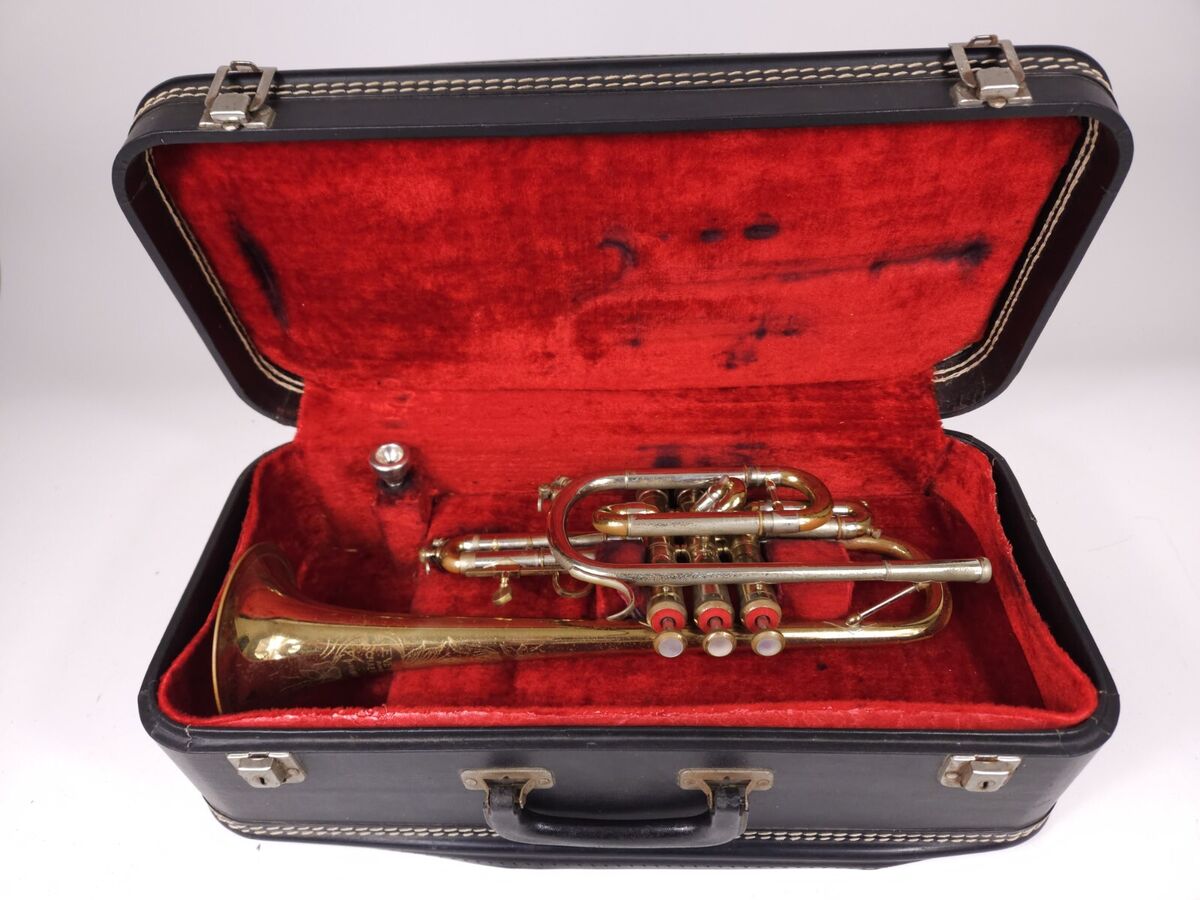 Vtg 1968 Evette & Schaeffer American Cornet With Buffet Vtg 1968 Evette & Schaeffer American Cornet With Buffet