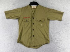 VINTAGE Boy Scouts of America Uniform Shirt Youth Medium Green Button Up READ