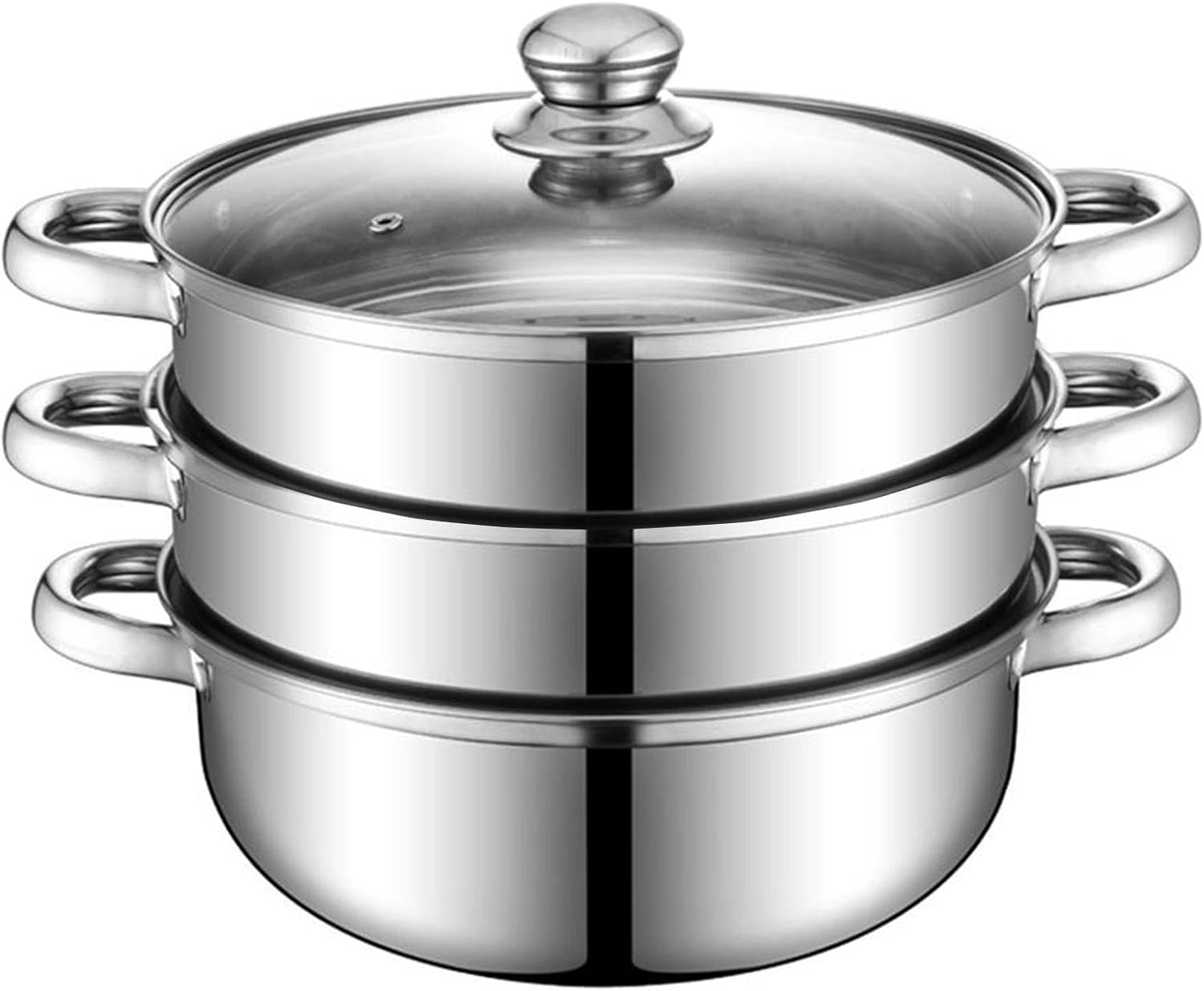 Steamer Pot for Cooking 11 Inch Steamer Pot, 3-Tier Multipurpose 18/8 Stainless-image
