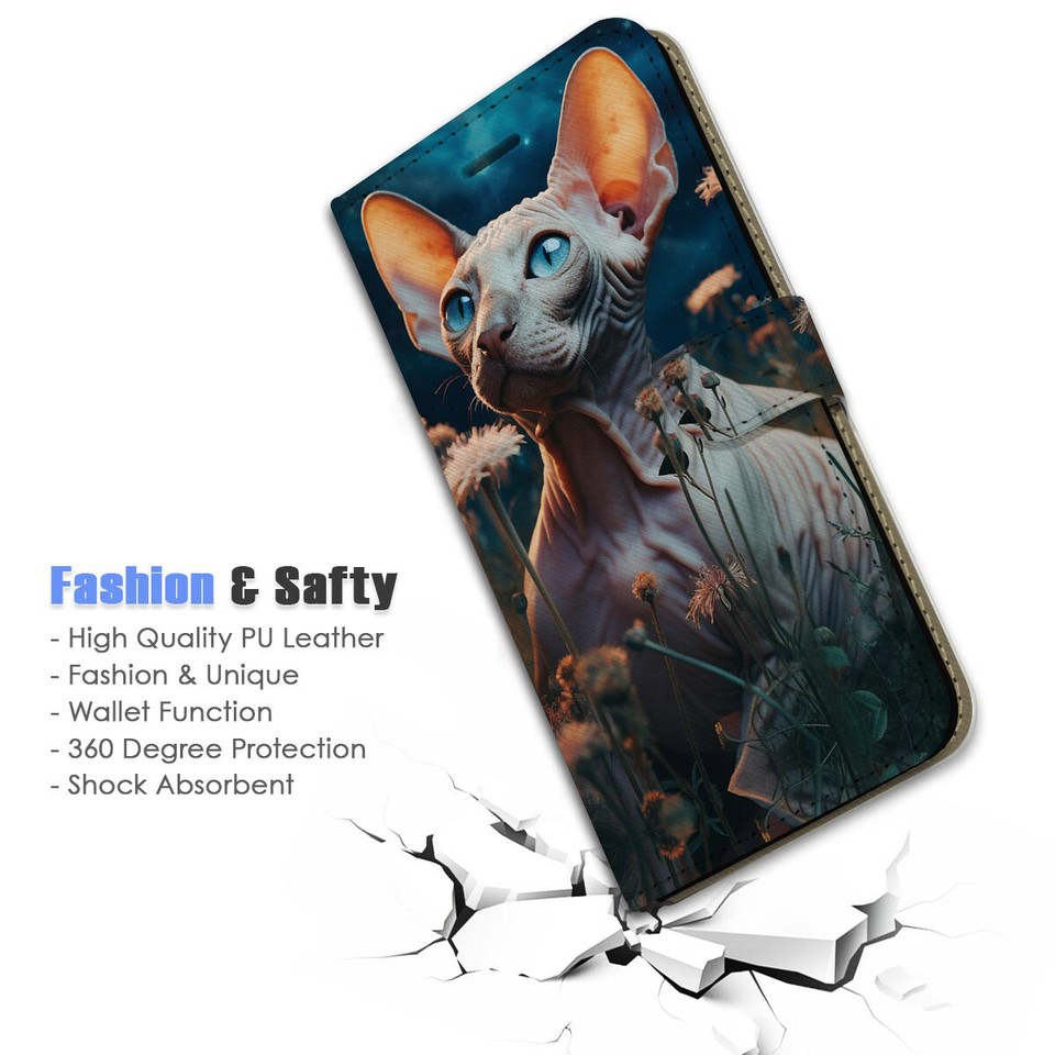 ( For iPhone 13 Mini ) Wallet Flip Case Cover AJ26879 Sphynx Cat eBay