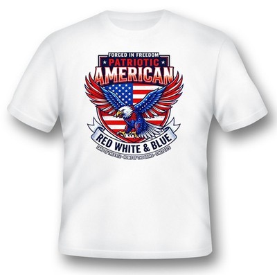Forged in freedom American Eagle Red white and blue eagle. Black or white tee