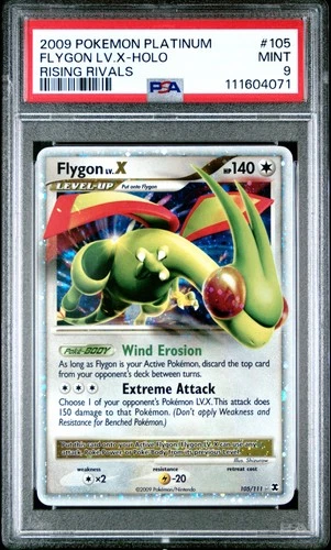 2009 POKEMON PLATINUM RISING RIVALS #105 FLYGON LV.X-HOLO PSA 9