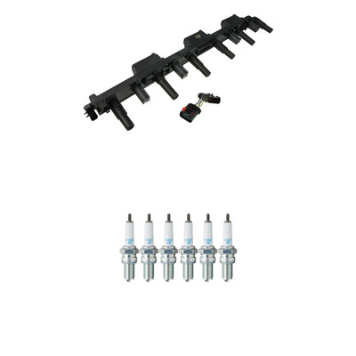 NGK Ignition Coil 6 Nickel Spark Plugs Kit For Grand Cherokee TJ Wrangler 4.0 L6