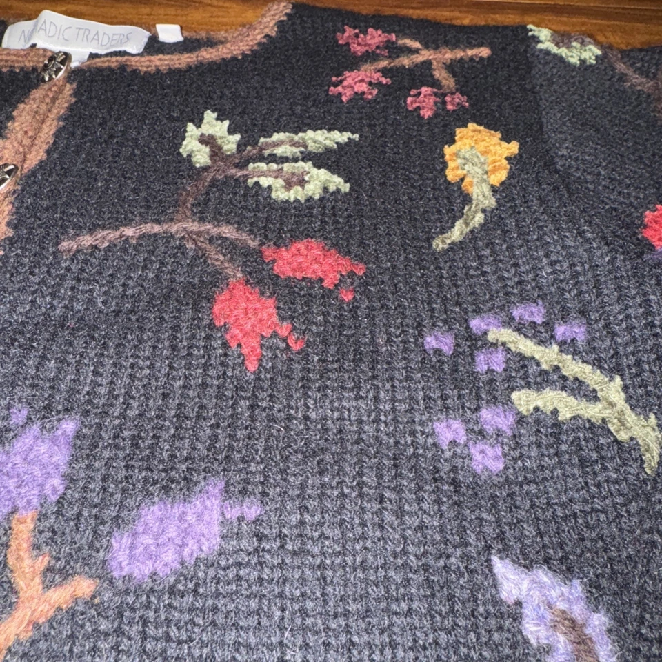 Cárdigan Suéter de Lana Nomadic Traders Floral Naturaleza Patchwork De Colección Talla M Foto 3 de 4