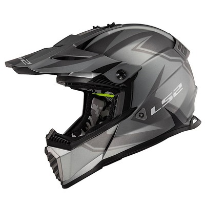 LS2|Gate Youth TwoFace Full Face MX Motorcycle Helmet Matte Gray/Black Youth L