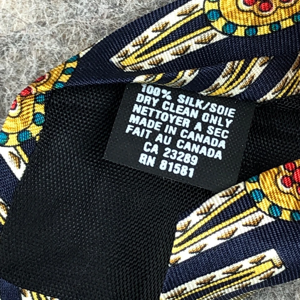 Corbata de seda Dior Cravate para hombre azul amarillo rojo medallón Italia Foto 4 de 4