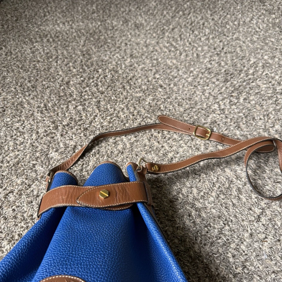 Bolso Bandolera Didier Lamarthe Cuero Guijarro Cubo Azul Marrón De Colección Foto 3 de 4