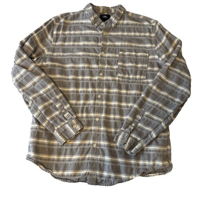 Clockhouse Ckh Striped  Woven Knit Cotton Button Down Shirt Men's XL Breathable