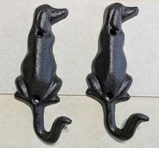 Vintage Style Pair of Dog Cast Iron Wall Hooks