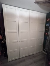 IKEA Pax 4 Door White Matt Wardrobe with double doors.