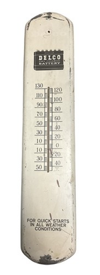 #ad Vtg ADVERTISING DELCO BATTERY WALL THERMOMETER Keeps Temp Gas Oil advertisement $399.99