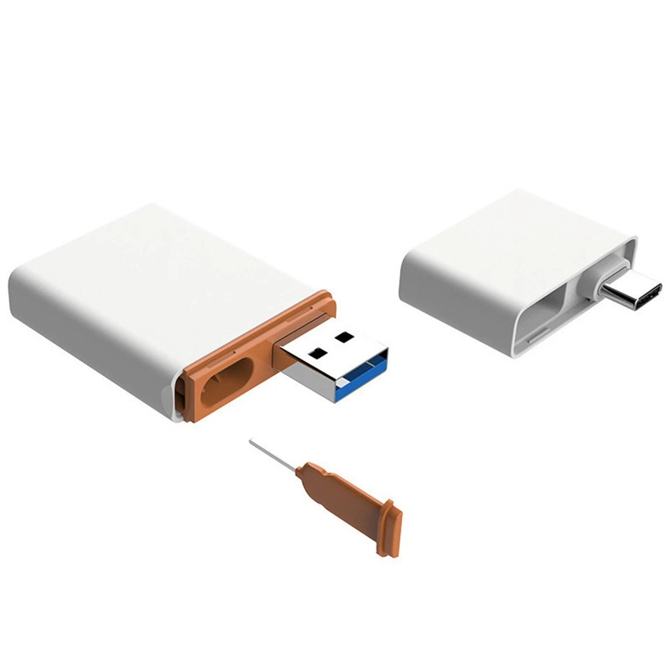 2-in-1 TF nCARD NM Nano Memory Card USB 3.1 Type-C Card Reader Dual Port Adapter - Image 3 of 4