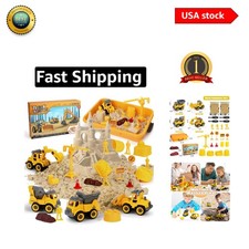 Ultimate Construction Sand Kit: 2.2lbs Magic Sand, Trucks,  Easy Clean Sandbox