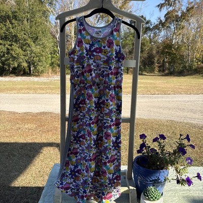 NEW Spotted Zebra Floral Girls Tank Dress Size M 8 Cotton Flower Print