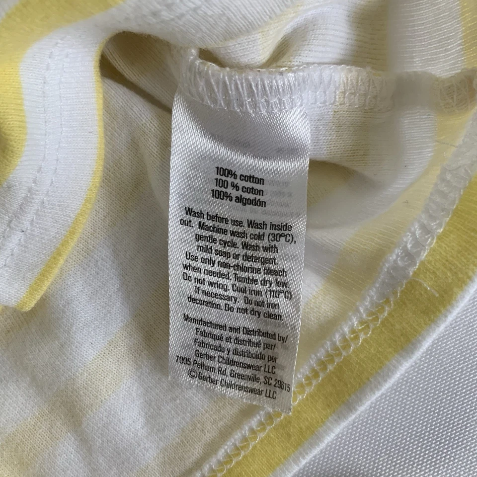 Conjunto Gerber Abejorro Bebé Niña 0-3 Meses Vestido Pañal Cubierta Rayas Amarillas Foto 4 de 4