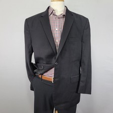 JOS A BANK Men's Sport Coat Blazer Two Button Charcoal Black Wool Size 46R
