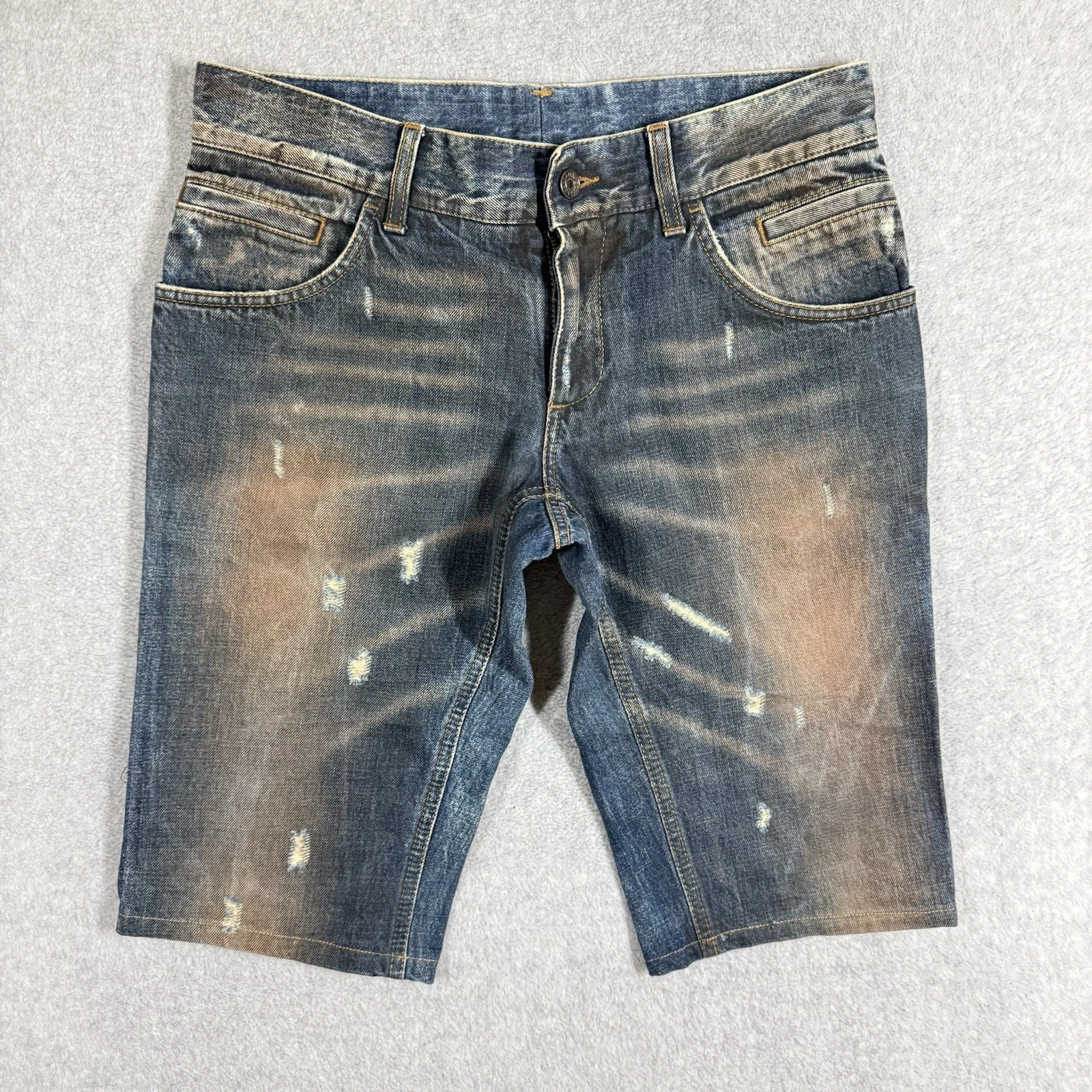 Dolce & Gabbana Jorts Mens 32 Waist Distressed Denim Cut Off Shorts Made Italy