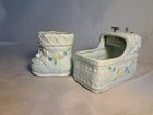 vintage Napcoware musical bassinet planter and bootie vase/planter, light blue — photo 3