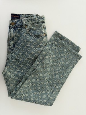 Louis Vuitton Women s Monogram Denim Jeans Blue Light Wash Size L