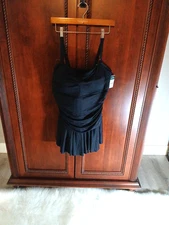 NWT's Lauren Ralph Lauren Women's Size 22W Black 1 Piece Swimdress Silver Logo