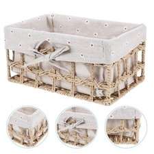  Cube Storage Baskets Seagrass Compartment Woven Fabric for Shelves