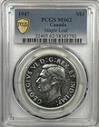 1947 Maple Leaf Canada $1 Silver Dollar PCGS MS 62