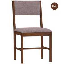 Set of 4 Modern Upholstered Dining Chairs Solid Wood Padded Seat Brown