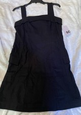 SO Cargo Linen Black Sleeveless Square Neck Mini Dress